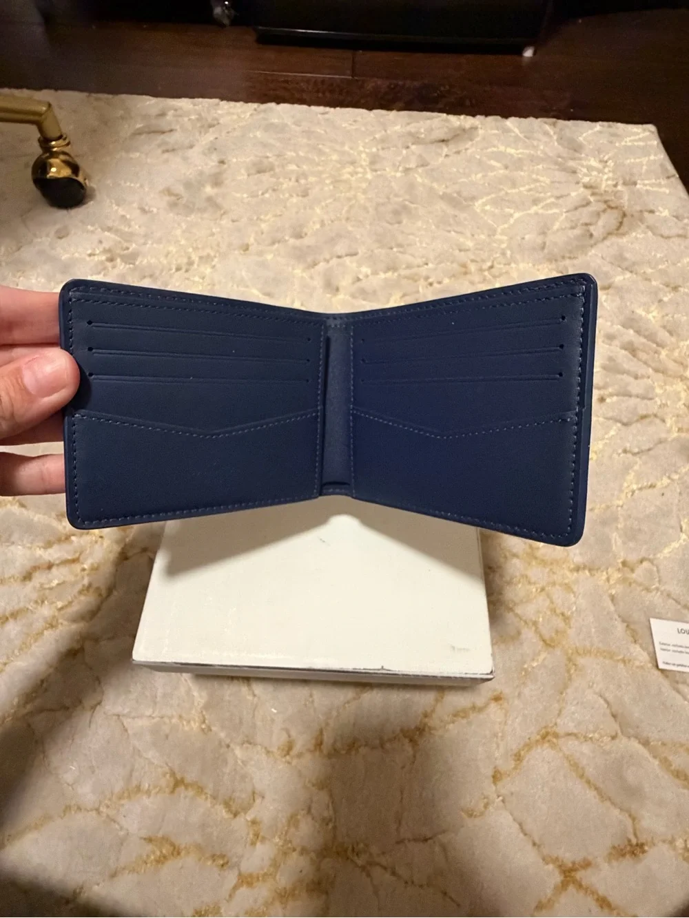 BRAND NEW- Louis Vuitton Navy Checkered Logo Folding Wallet